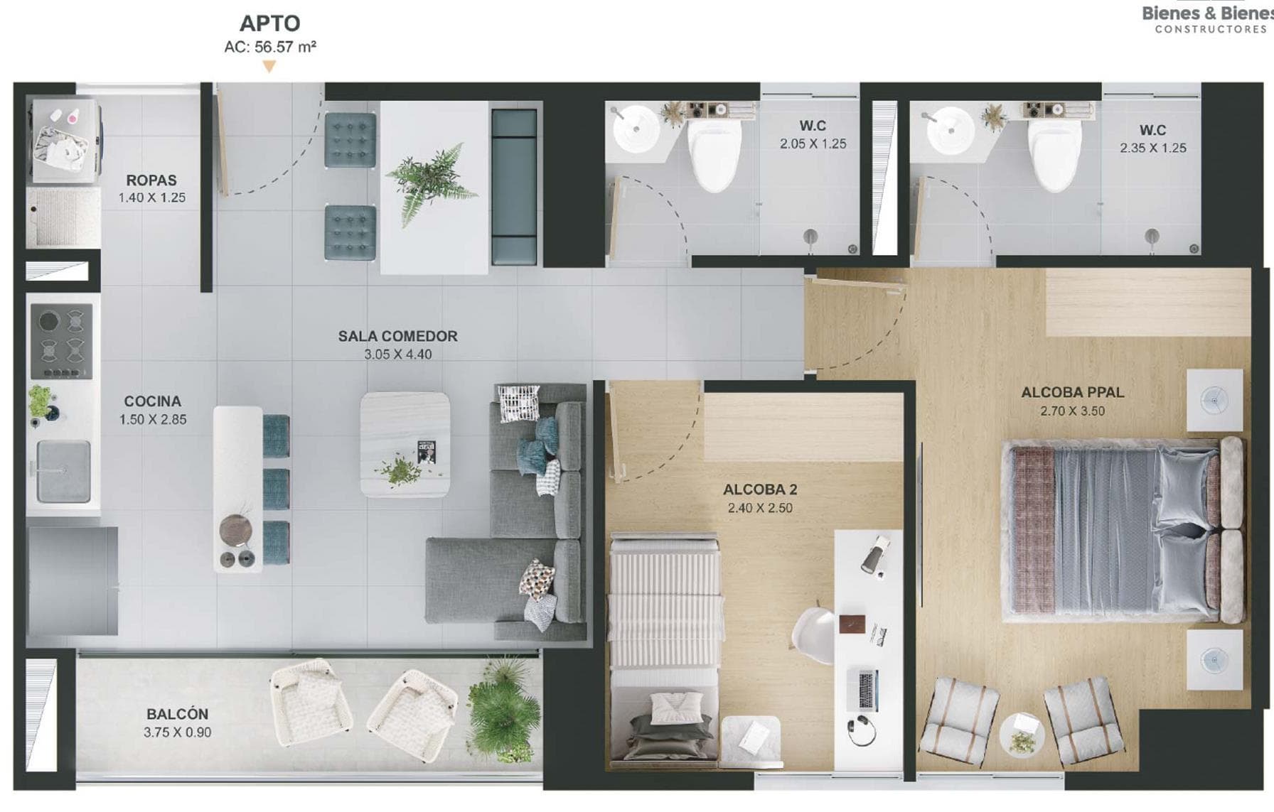 Apartment for Sale in the Fabricato Neighborhood, Bello—Distrito Plaza Complex (Under Construction)