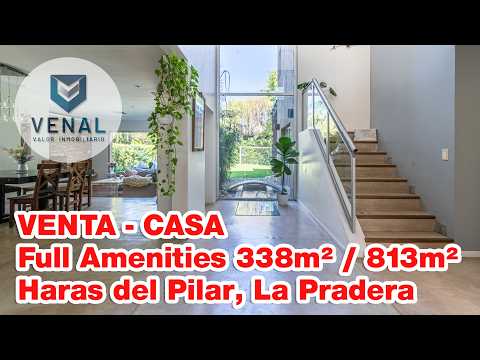 House for Sale: Haras del Pilar, La Pradera—6 rooms, 4 bedrooms, 3 bathrooms, half-bath, 2 garage spaces, pool. Excellent