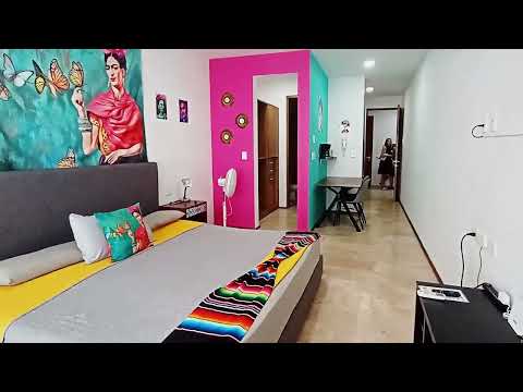 Cute Studio Condo for Rent with Rooftop in Downtown Playa del Carmen P4478