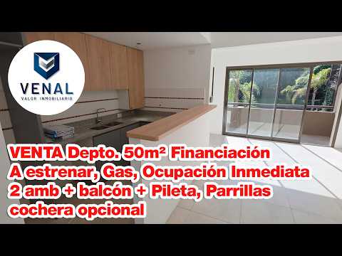 For Sale: 50 m² 2-bedroom brand-new apartment with balcony, electricity, gas, pool, and grill; financing available with 60% down payment