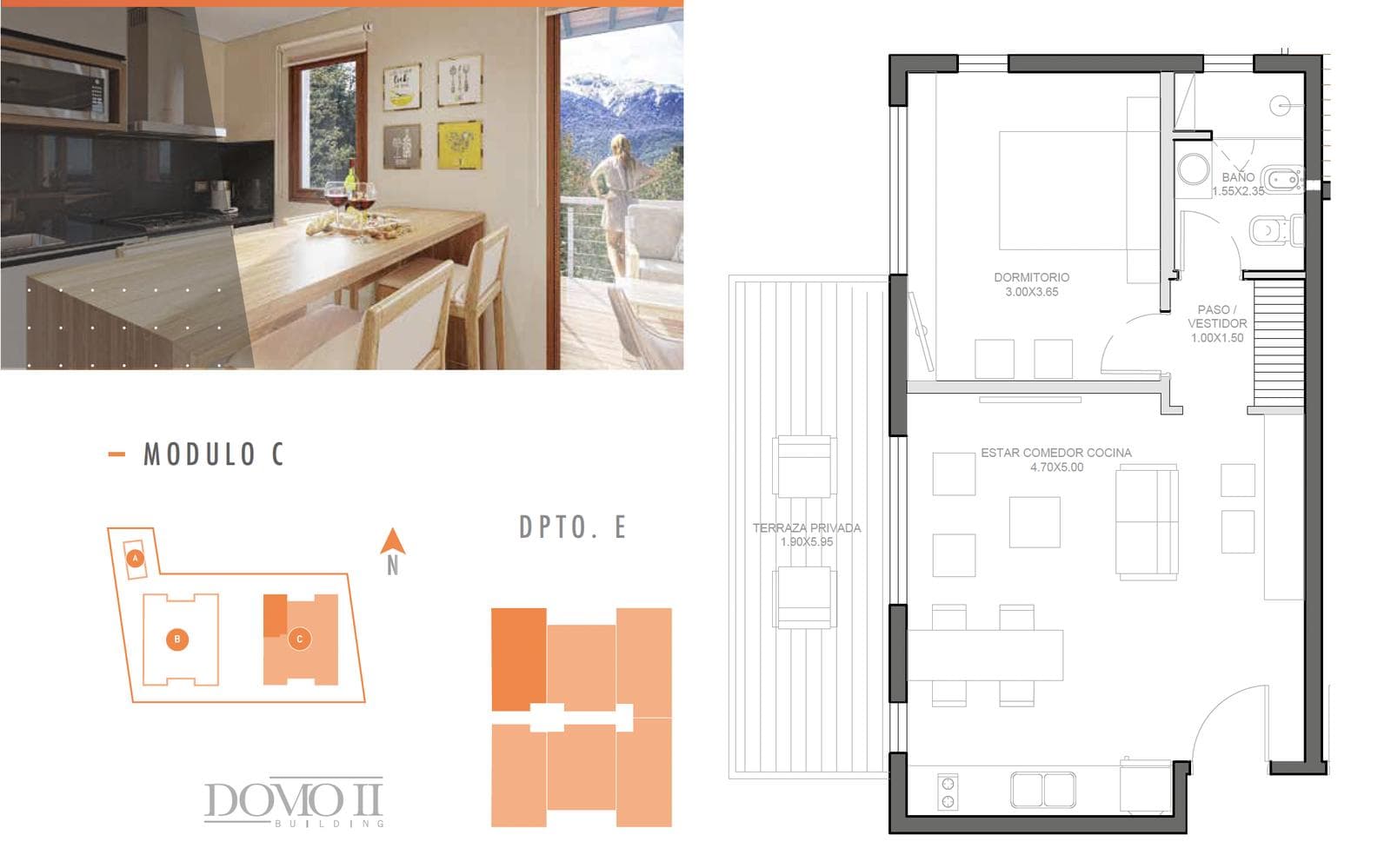 FOR SALE: 56-square-meter 1-bedroom apartment on the first floor in Domo II, Villa La Angostura