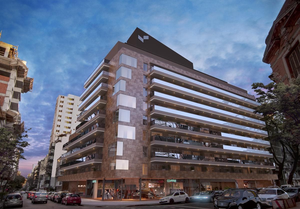 Two-room apartment with an en suite bedroom, a full-length balcony, and a half-bath