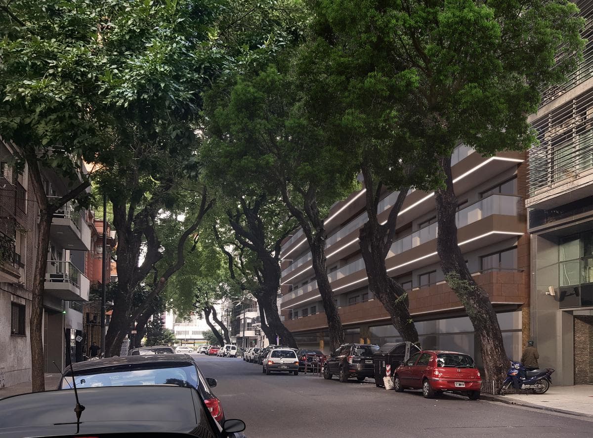Two-room apartment with an en suite bedroom, a full-length balcony, and a half-bath