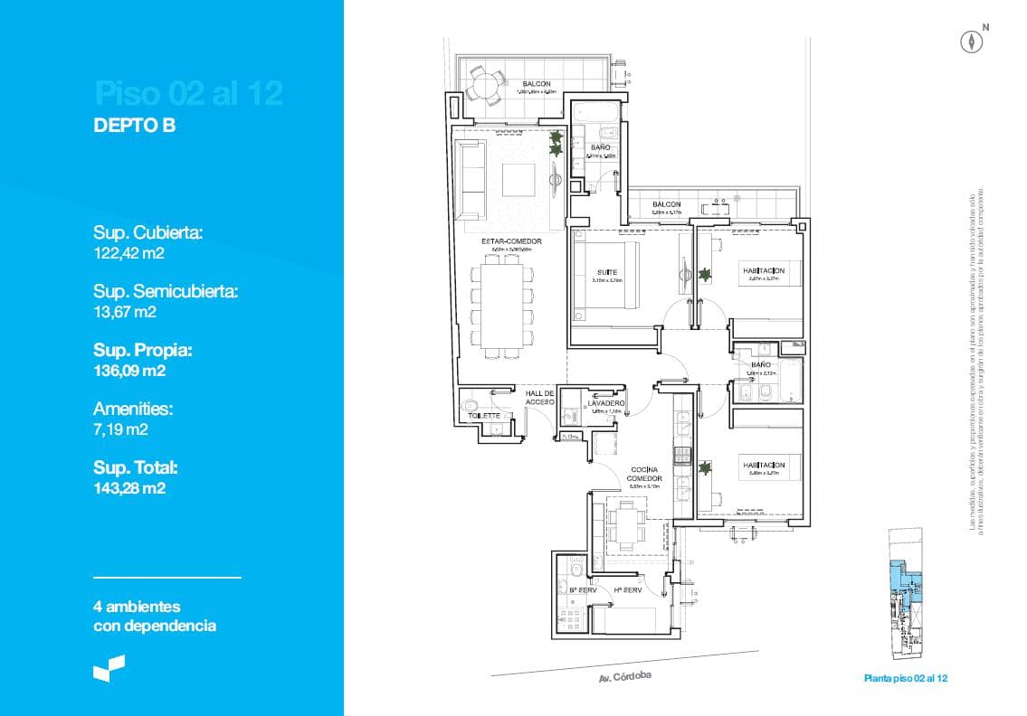 4-Room Apartment in Barrio Norte