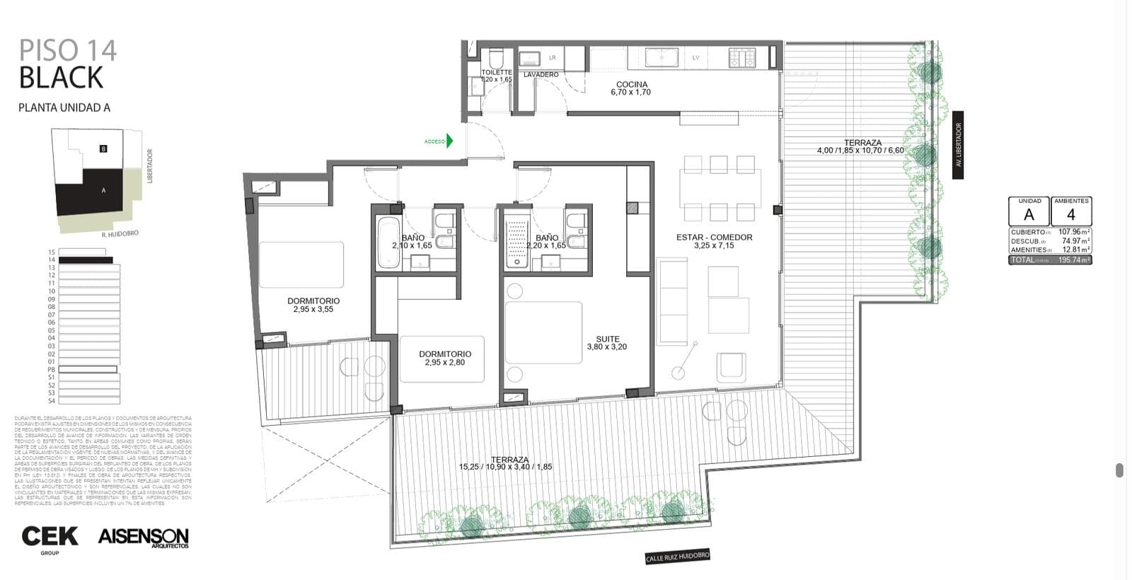 BLACK LIBERTADOR | 14TH FLOOR | 4 ROOMS | 2 TERRACES | 196 M²