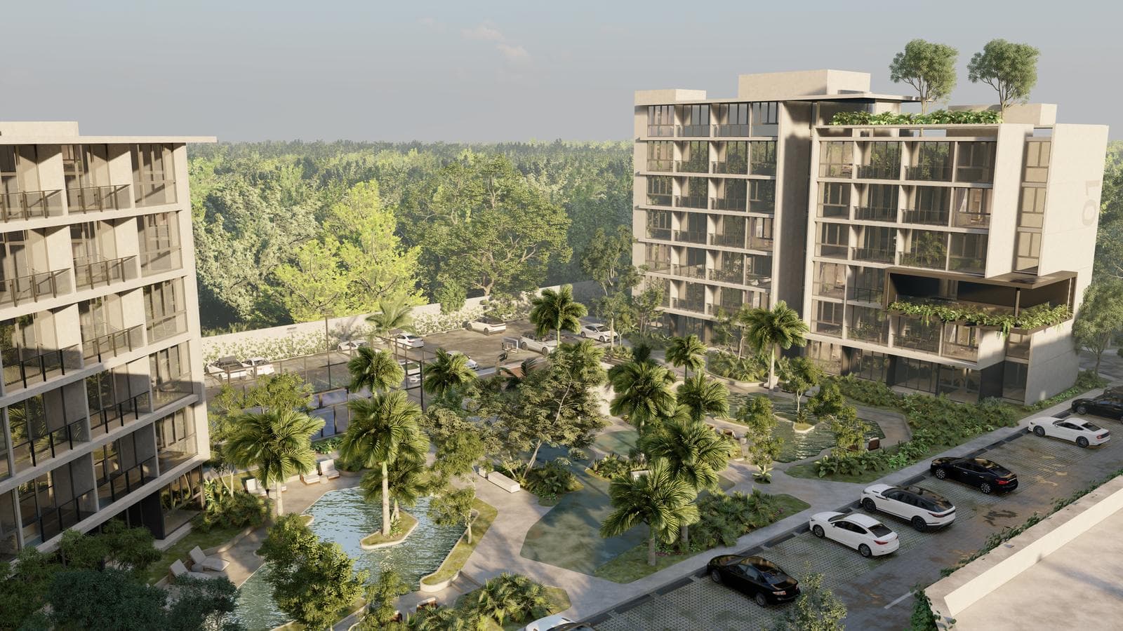 Apartments for sale with amenities and a shopping area