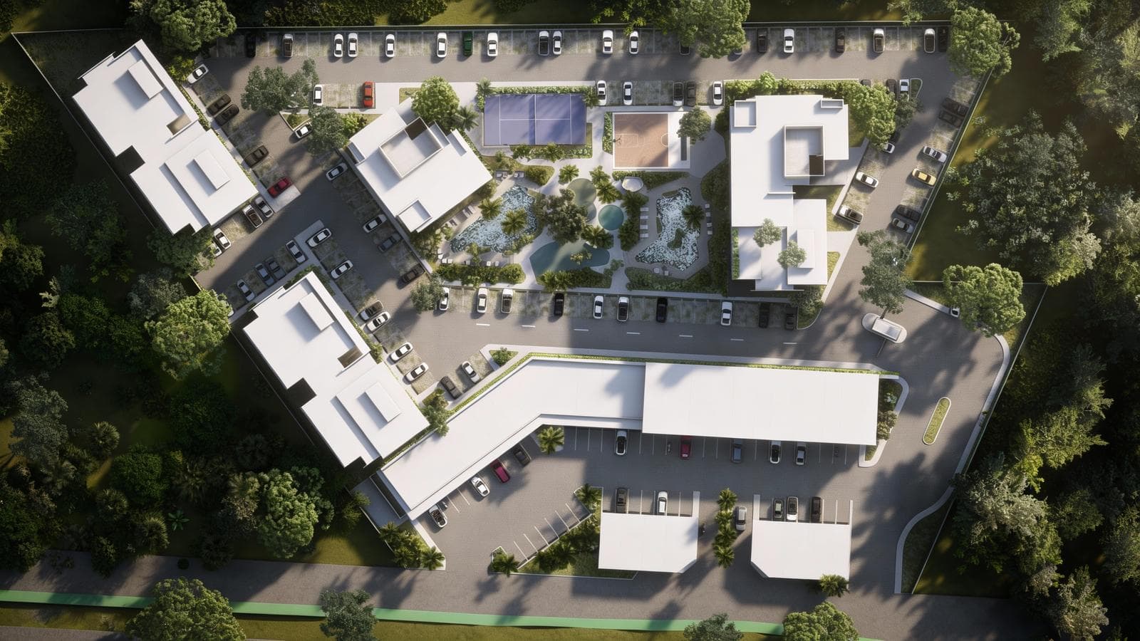 Apartments for sale with amenities and a shopping area
