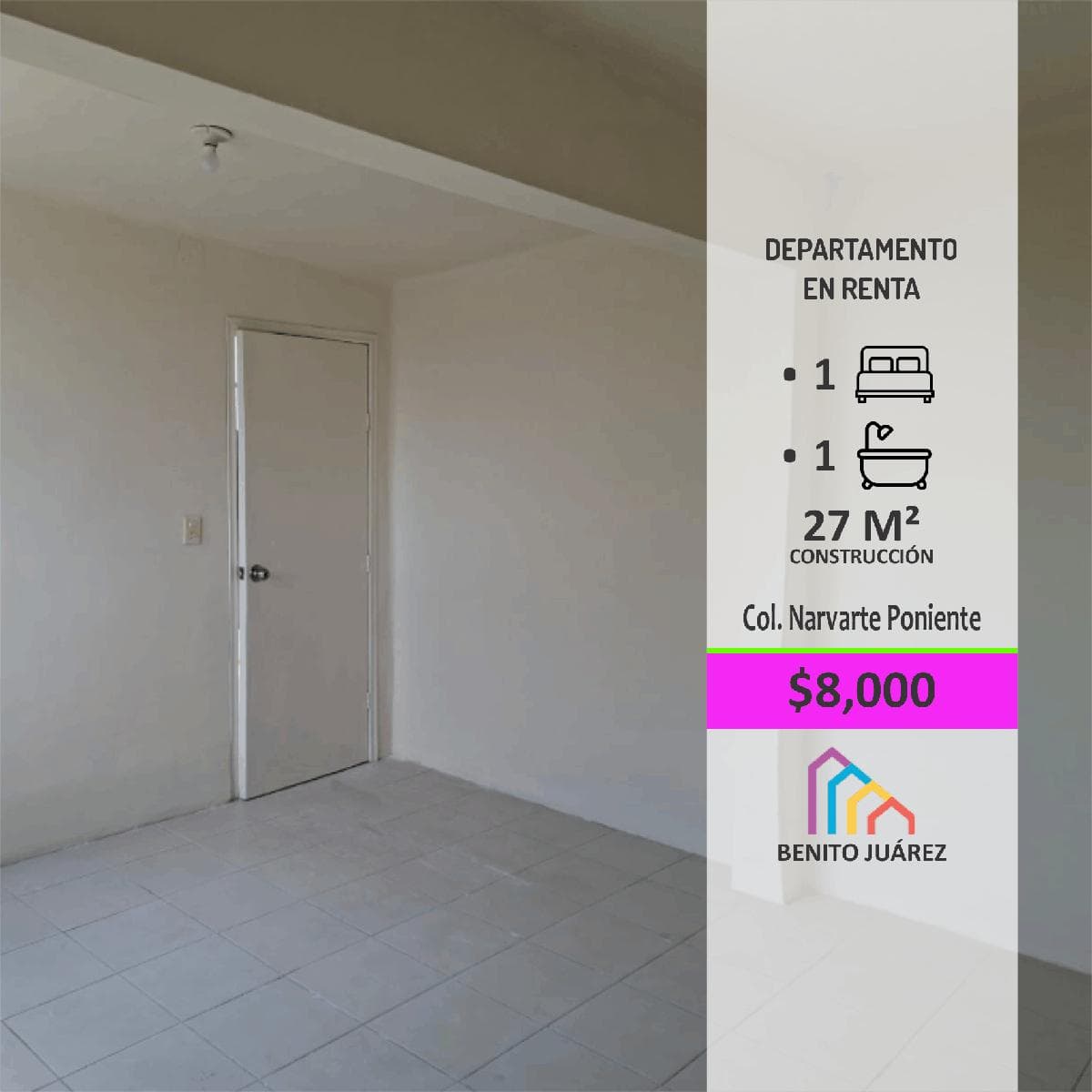 Excellent Apartment for Rent in Narvarte Poniente