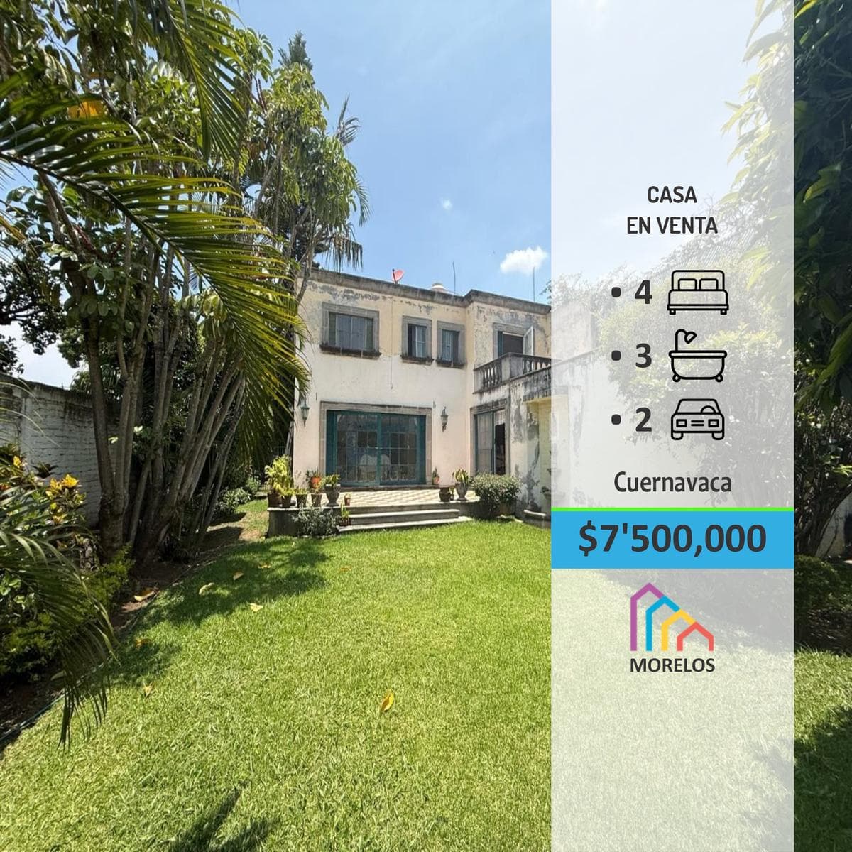 HOUSE FOR SALE IN CUERNAVACA, MORELOS
