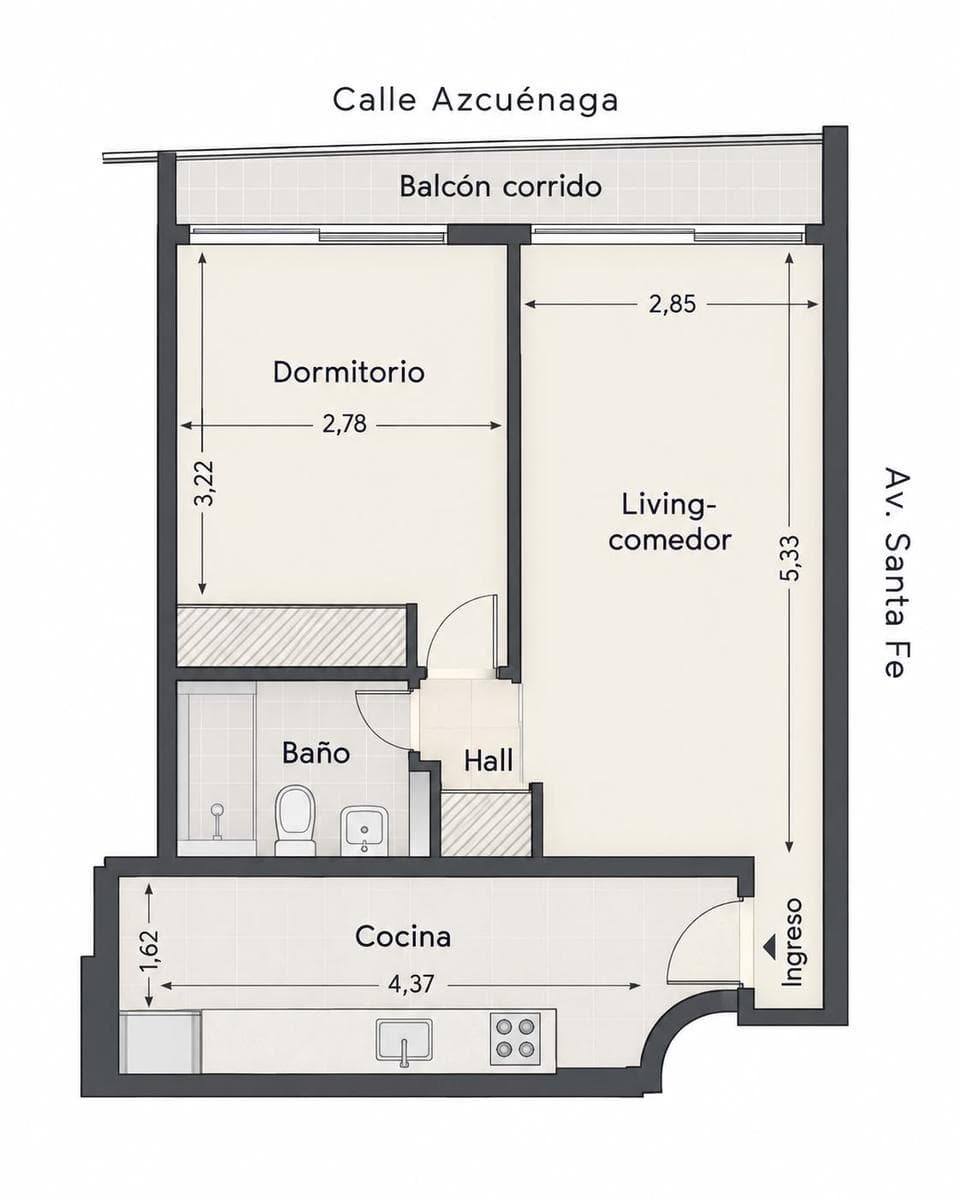 2-ROOM APARTMENT. RECOLETA. BRIGHT