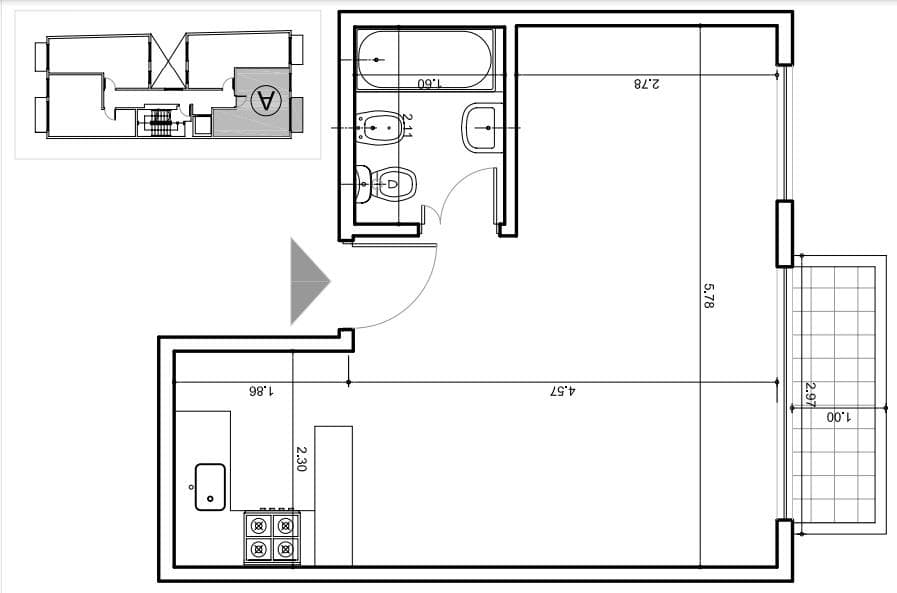 One-room apartment with its own terrace in San Cristobal