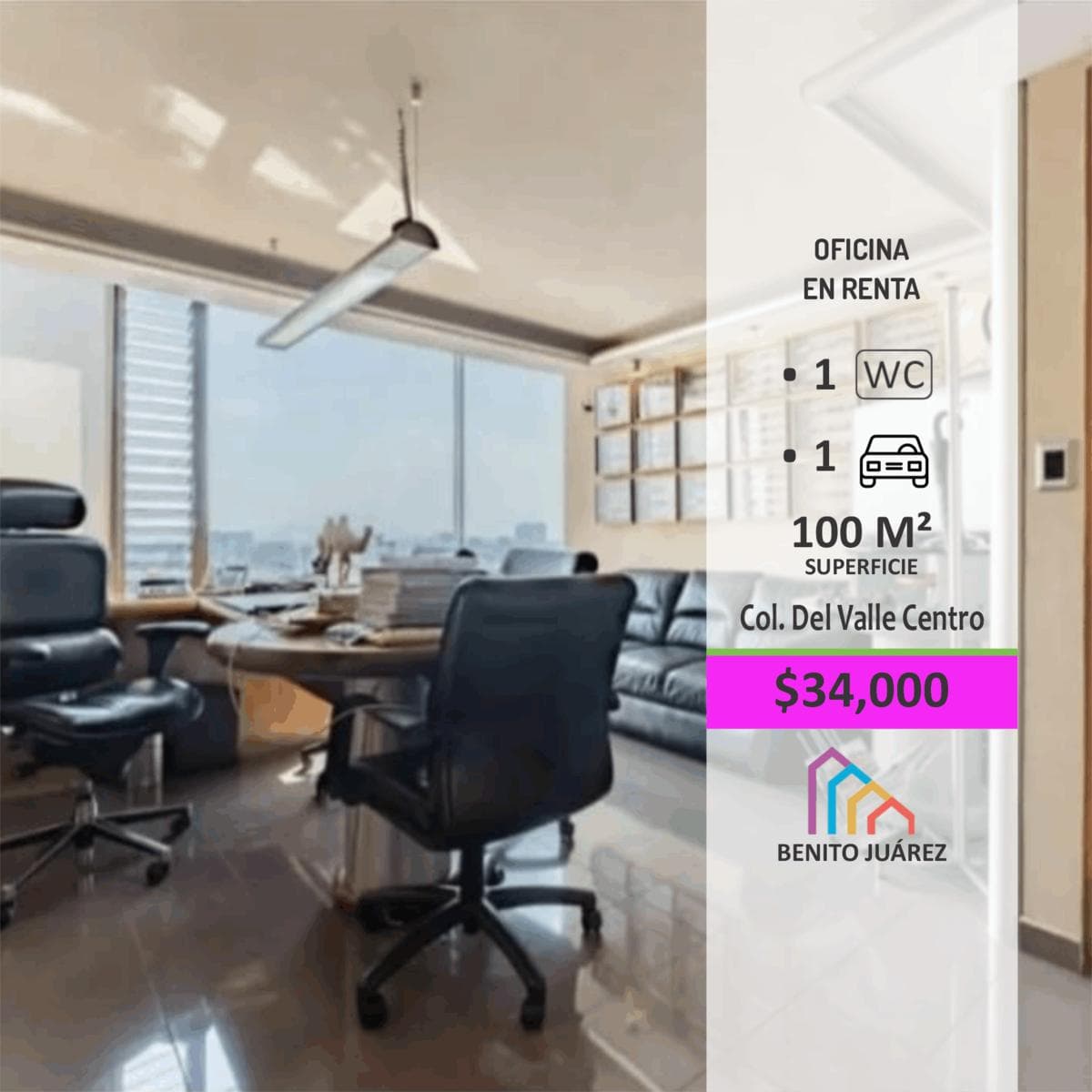 Excellent office space for rent, furnished or unfurnished, in Del Valle Centro