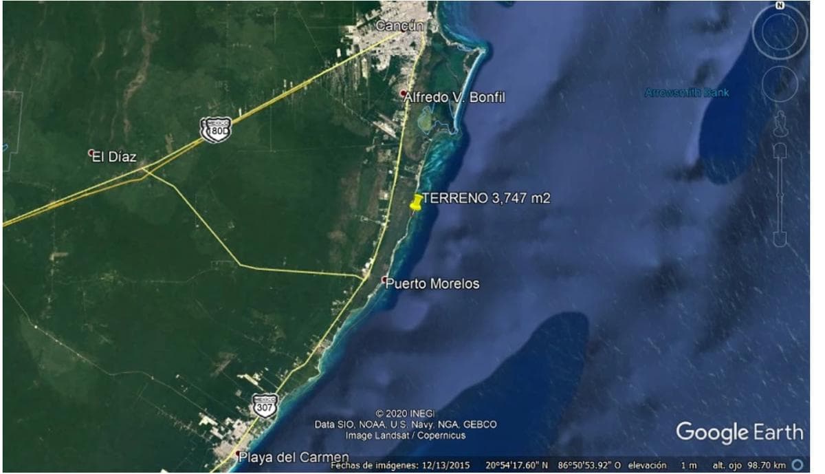 3,747 m2 Lot for Sale in Bahía Petempich, Puerto Morelos, Cancún