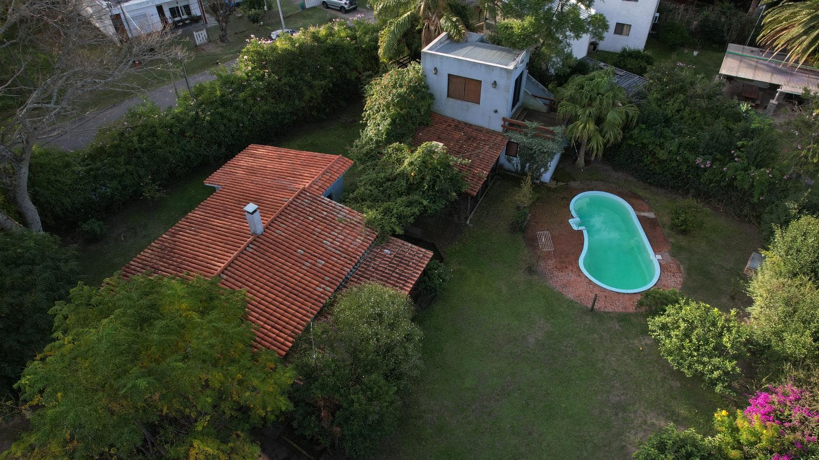 Beautiful property with 2 houses and a spacious garden with a pool
