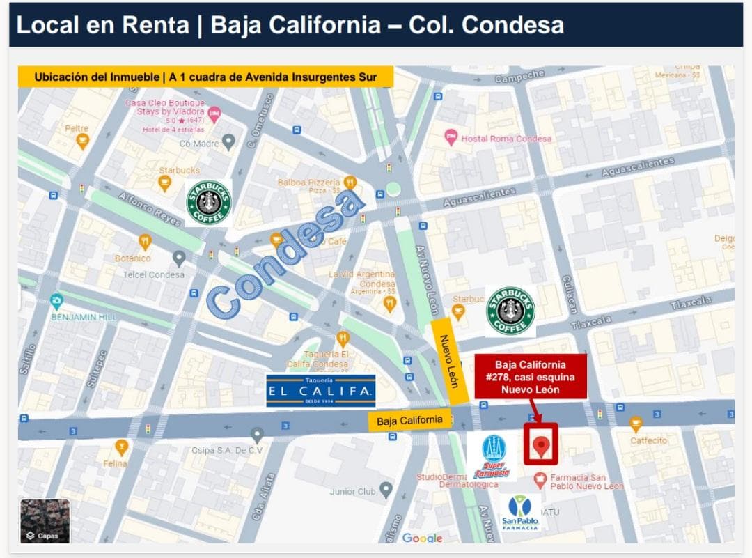 COMMERCIAL SPACE FOR RENT: $70,000, BAJA CALIFORNIA, CONDESA NEIGHBORHOOD. 120 M2.