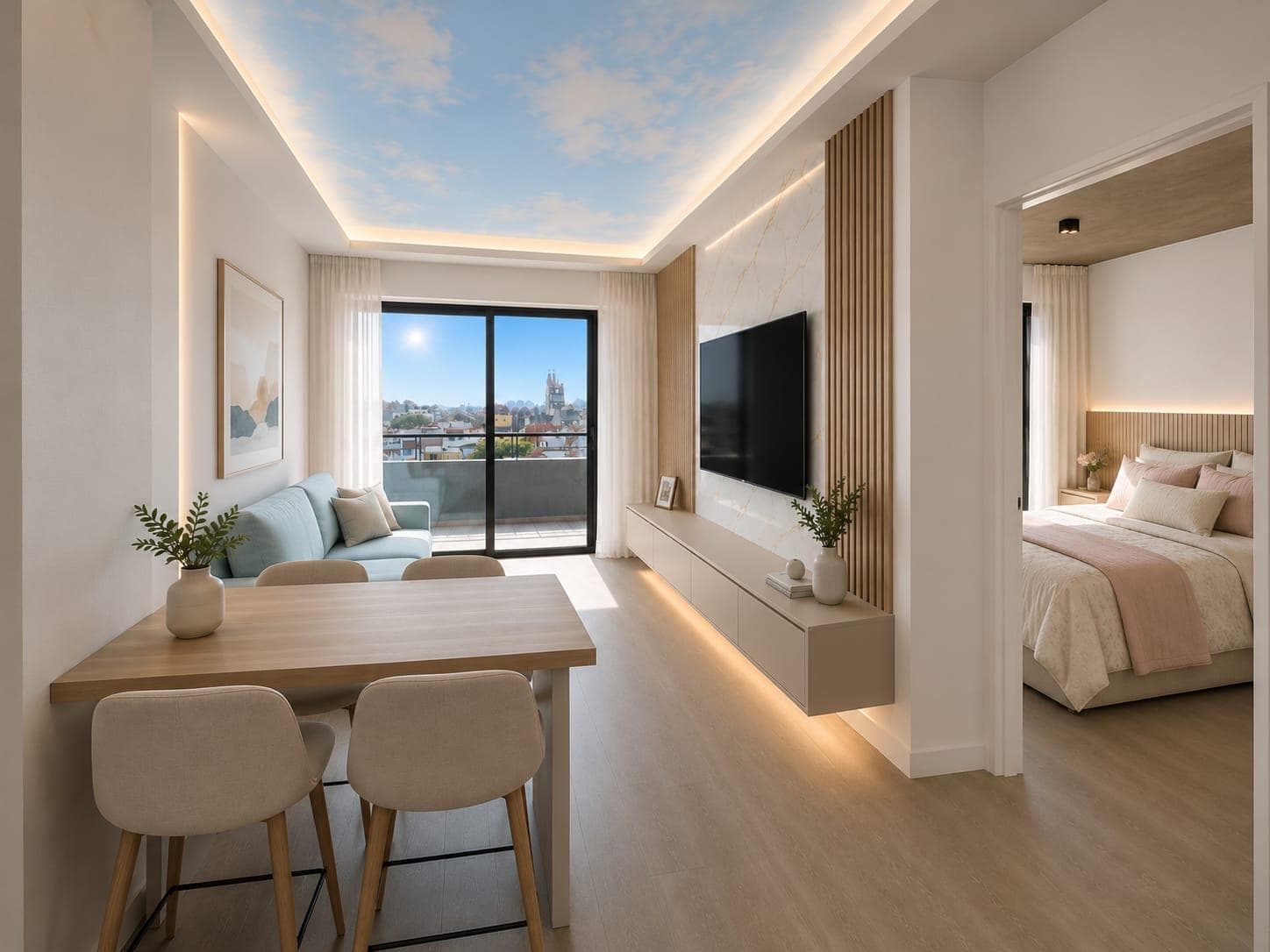 2-ROOM APARTMENT FACING THE STREET WITH A TERRACED BALCONY AND BRAND-NEW AMENITIES - UNOBSTRUCTED VIEWS