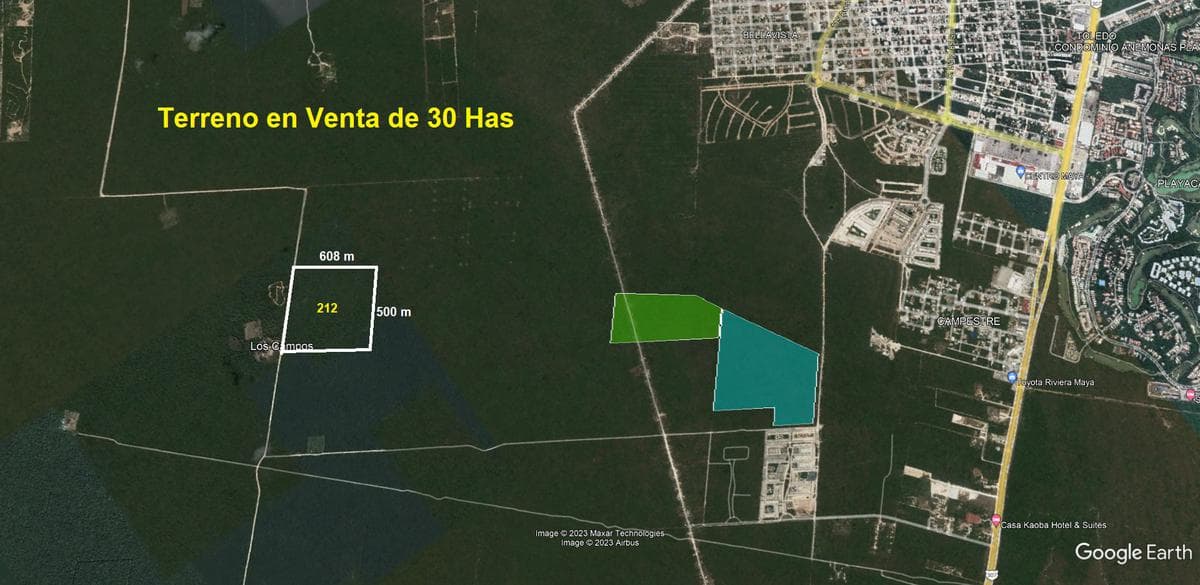 30-hectare Lot for Sale, H3 and HC5 Zoning, in Playa del Carmen, Quintana Roo, Mexico.