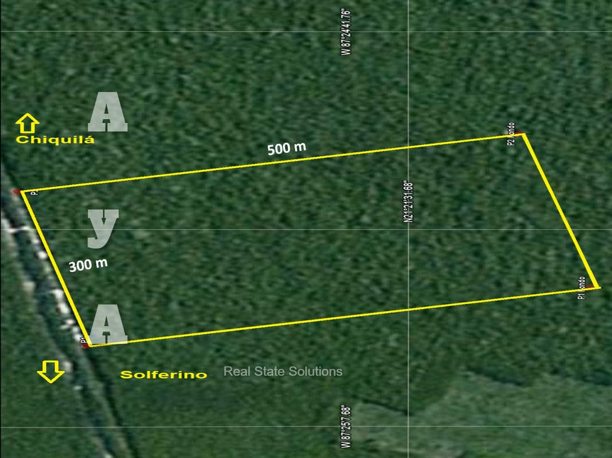 15-hectare lot for sale, 2 km from Solferino, Lázaro Cárdenas, Quintana Roo.
