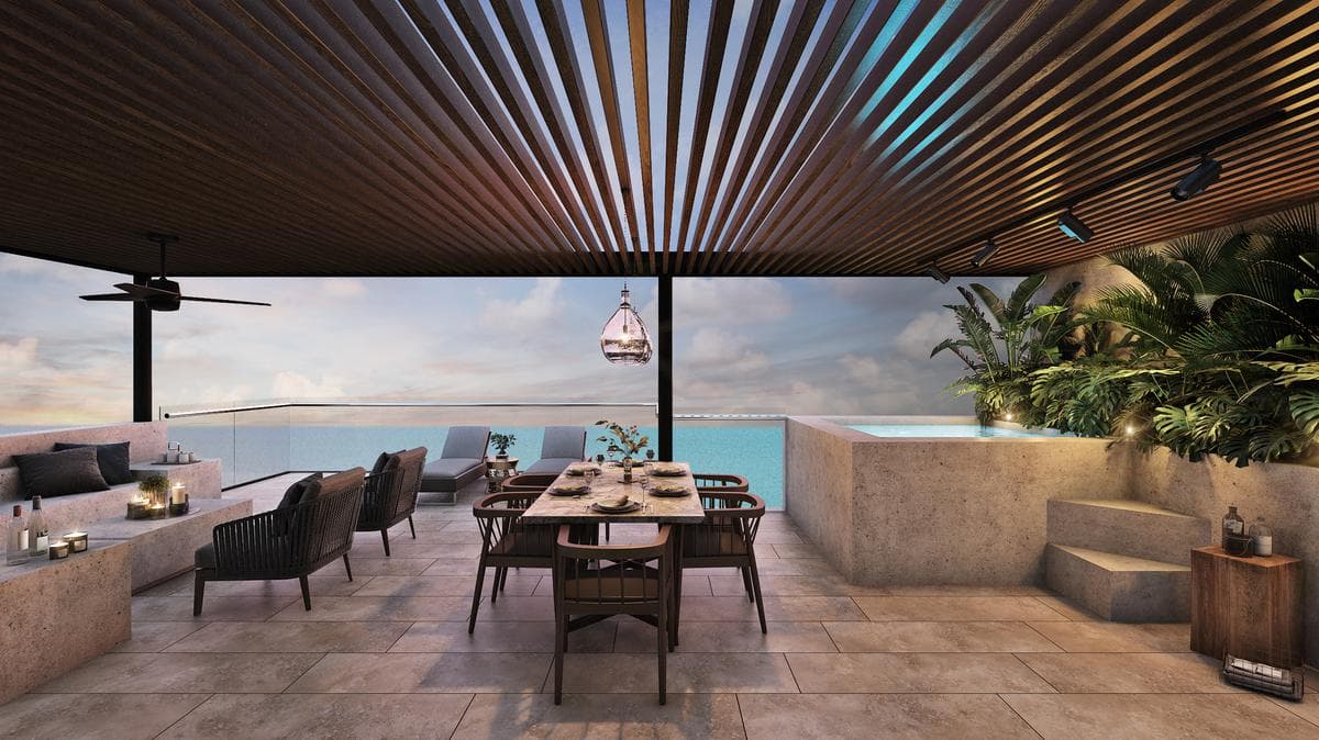 Penthouse with a solarium for sale at YUCALPETÉN RESORTS in Progreso, Yucatán.