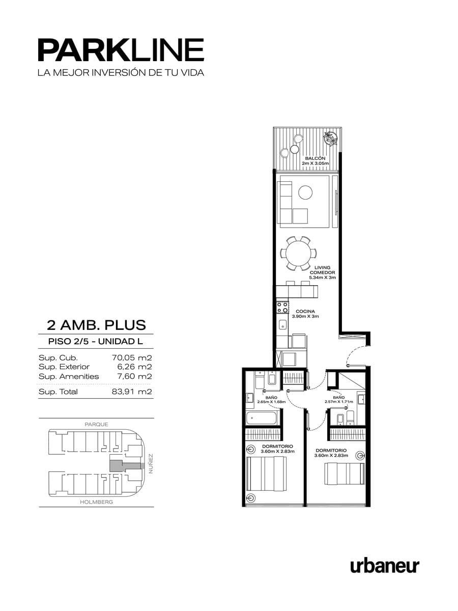 Venta de Departamento en pozo 3 Ambientes en PARKLINE – Saavedra