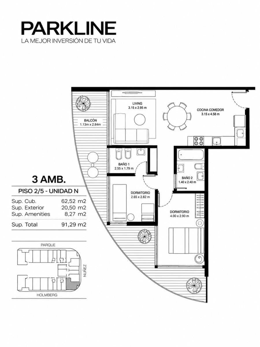 Venta de Departamento en pozo 3 Ambientes en PARKLINE – Saavedra