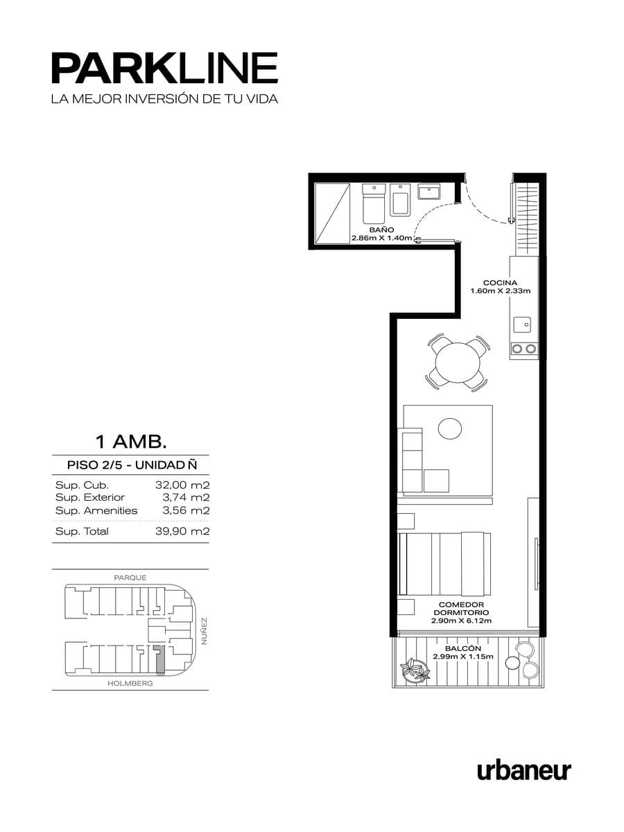 Venta de Departamento en pozo monoambiente en PARKLINE – Saavedra