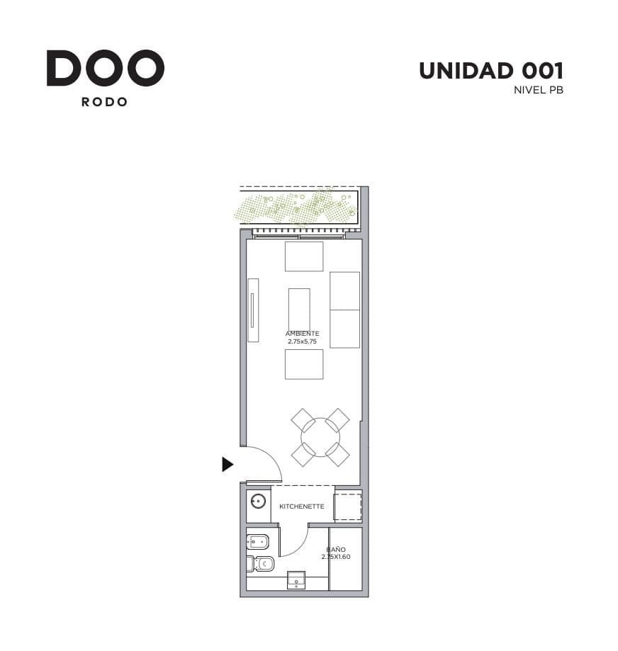 Studio apartment for sale on the main street, Cordón