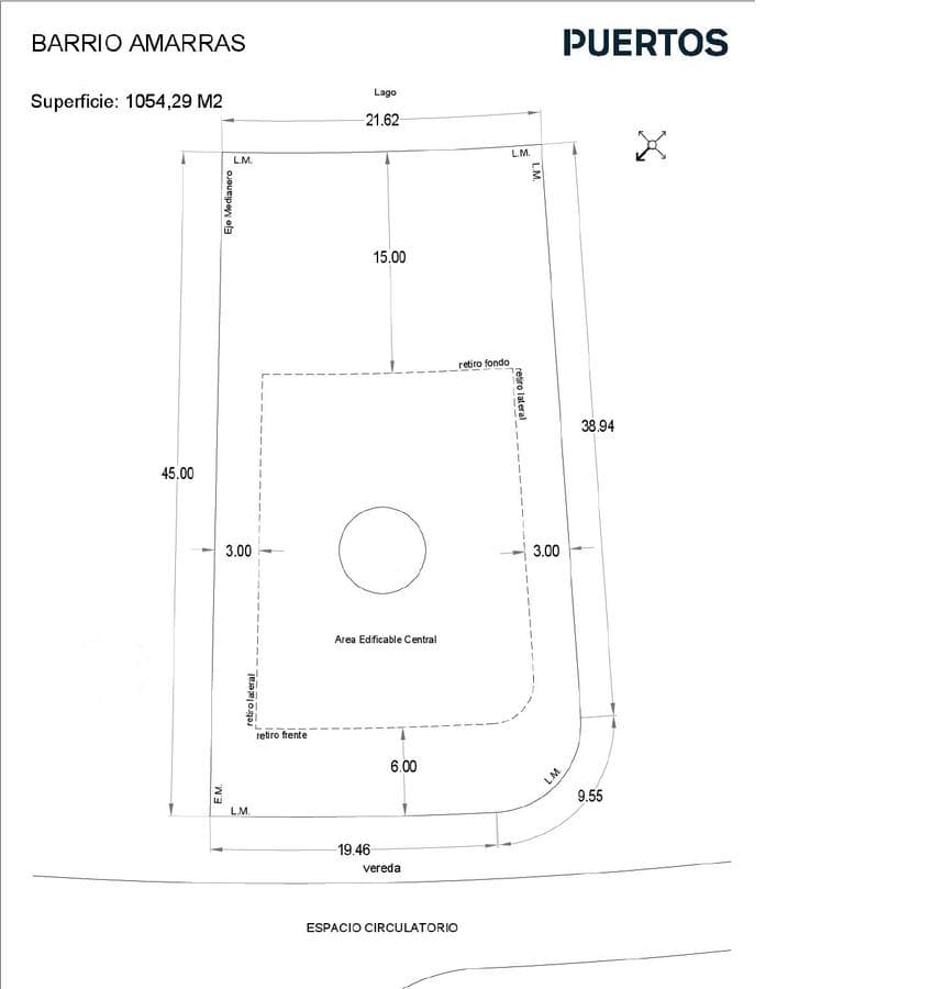 Land - Waterfront lot for sale, over 1,000 m². Nuevo Amarras neighborhood, Puertos Escobar