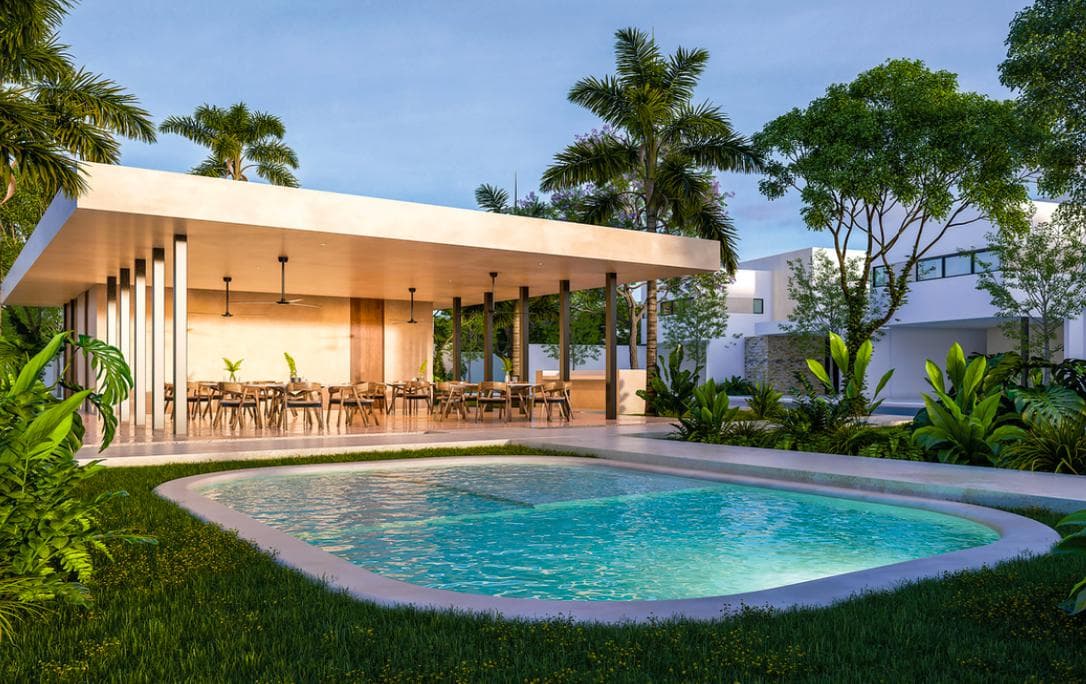 Verna Residential Gated Community at the entrance to Conkal. 1- and 2-story homes with amenities