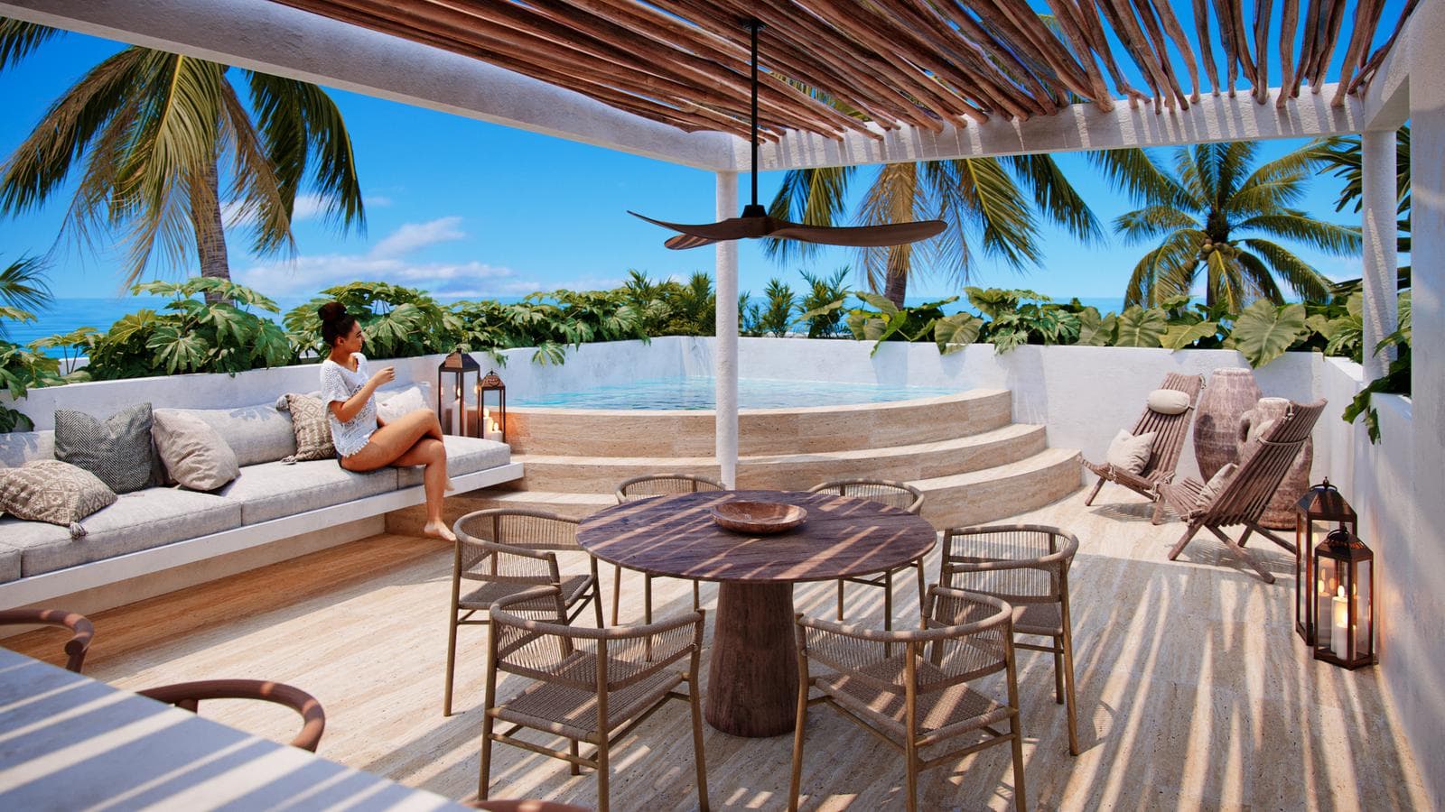 Apartment for Sale ON THE BEACH, DIRECTLY ON THE OCEAN, in San Crisanto, Mérida, Yucatán