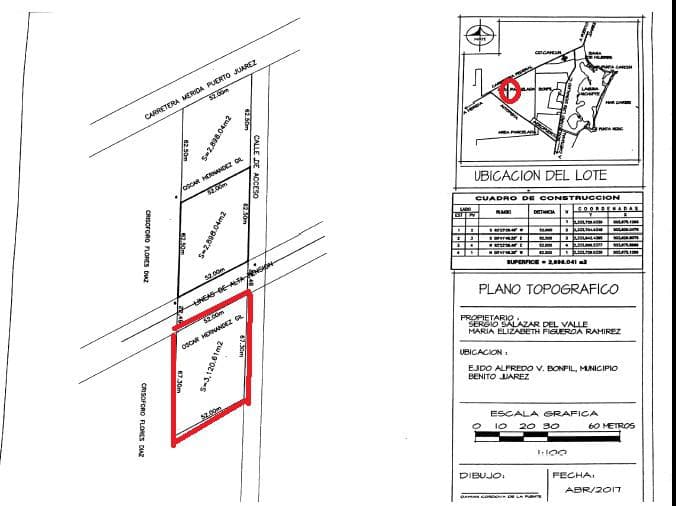 3,510 m2 Lot for Sale, MIXED-USE ZONING, on the Cancún-Mérida Highway