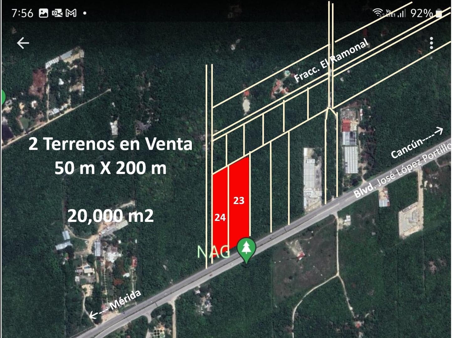 20,000 m² Lot for Sale, COMMERCIAL, 100 m of Highway Frontage, Mérida-Cancún