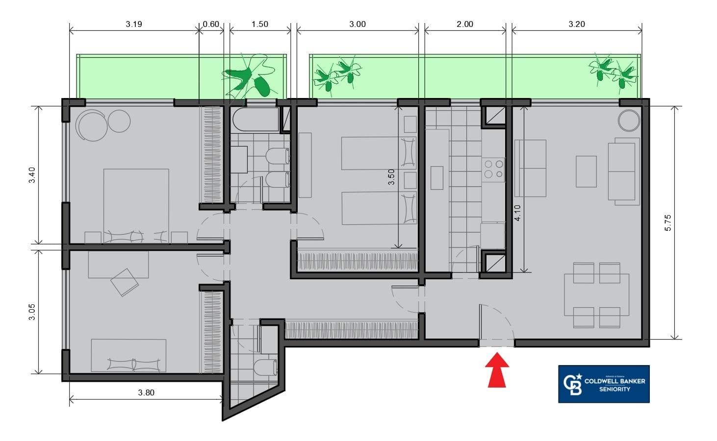 4-ROOM APARTMENT FOR SALE WITH A LARGE BALCONY - PALERMO CHICO