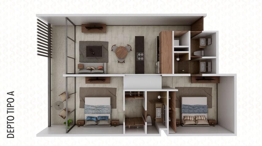 2-bedroom apartment with an elevator and amenities in TEMOZÓN, Mérida, Yucatán.