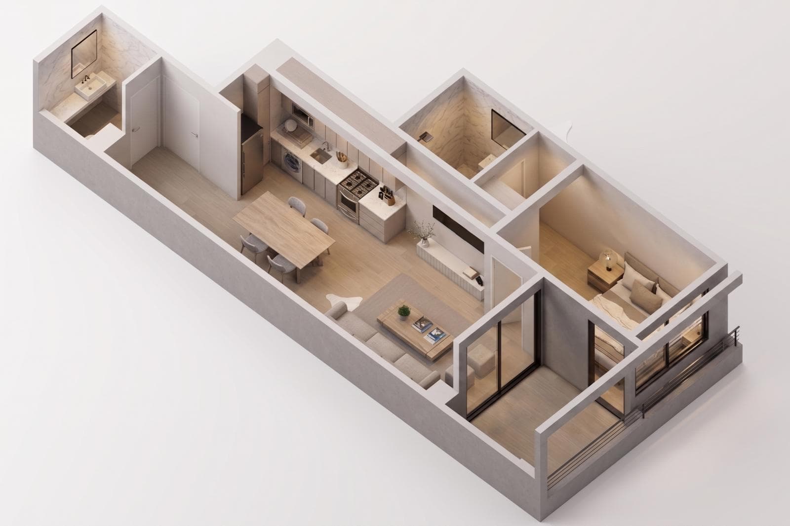 Two-room apartment in Villa Crespo with a balcony terrace and a half-bath
