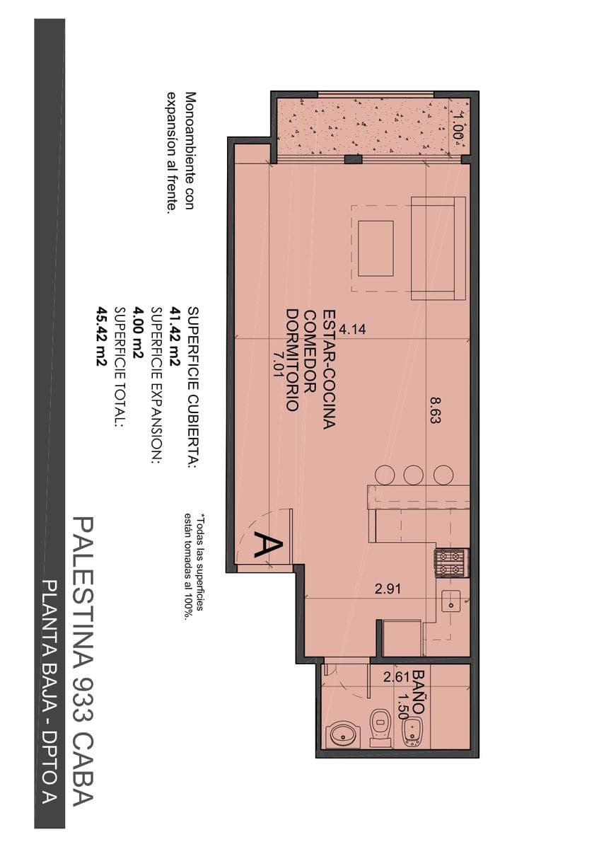 Studio apartment in Almagro