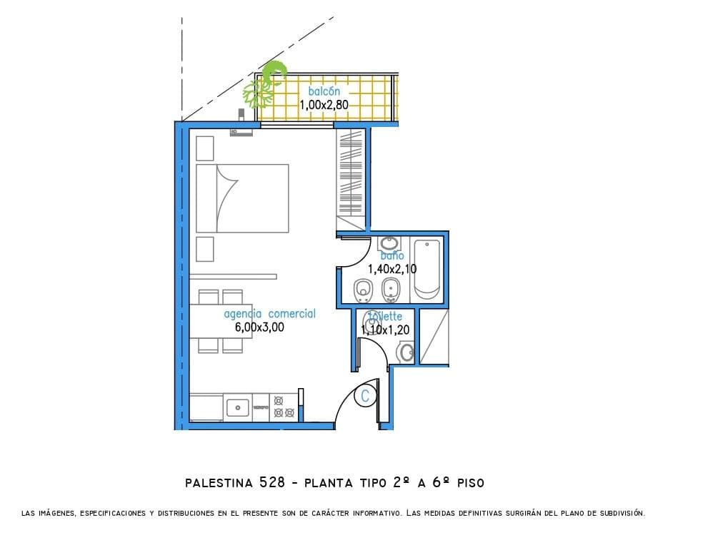 Studio apartment for sale in Almagro