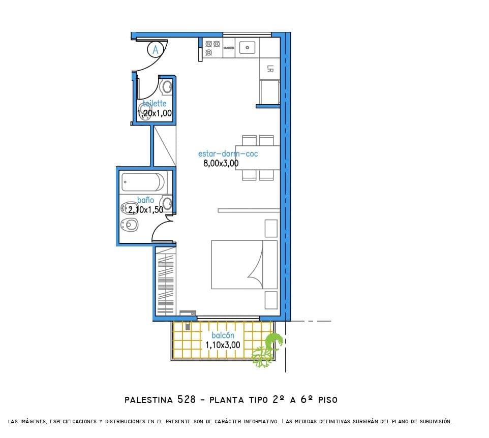 Studio apartment for sale in Almagro
