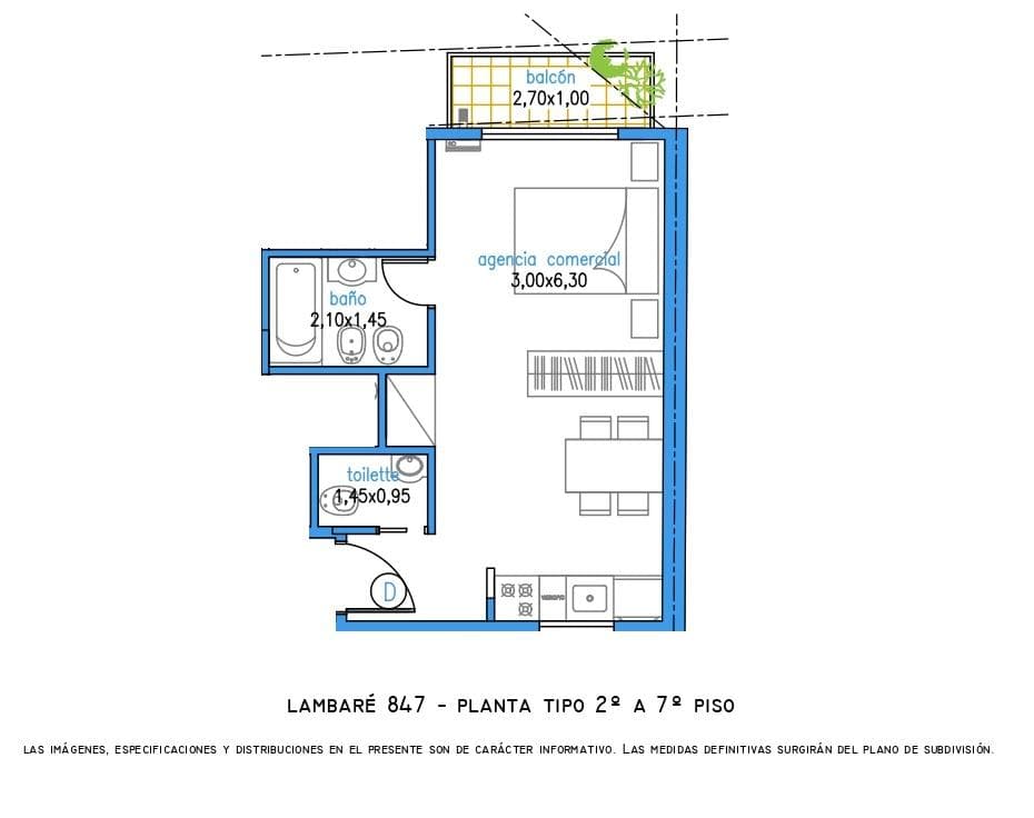 Studio apartment for sale in Almagro