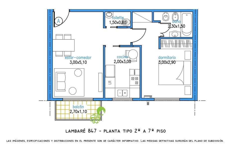 2-room apartment for sale in Almagro