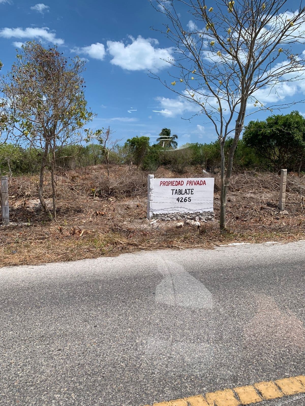 Oceanfront lot in Dzilam de Bravo, measuring 82 meters wide by 190 meters deep