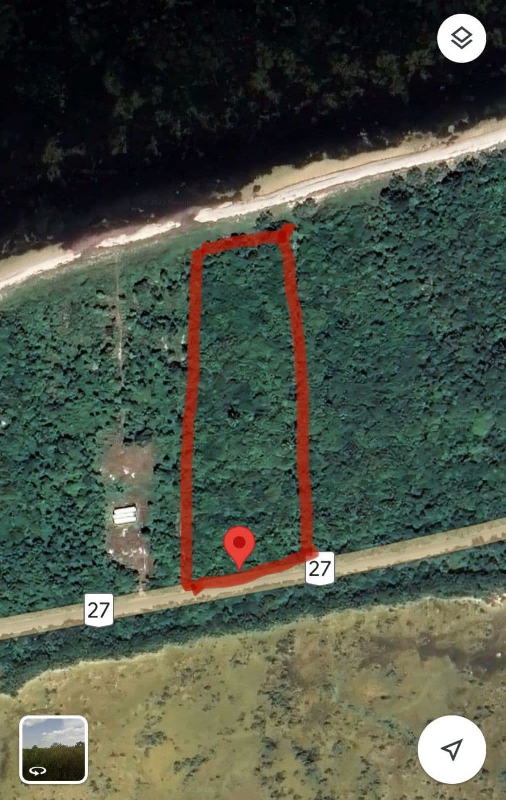 Oceanfront lot in Dzilam de Bravo, measuring 82 meters wide by 190 meters deep