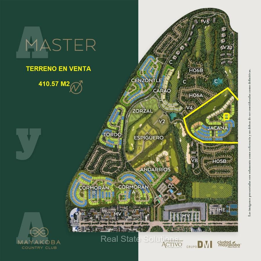 Land for Sale, 410 m² Buildable Area in Mayakoba, Country Club, Playa del Carmen