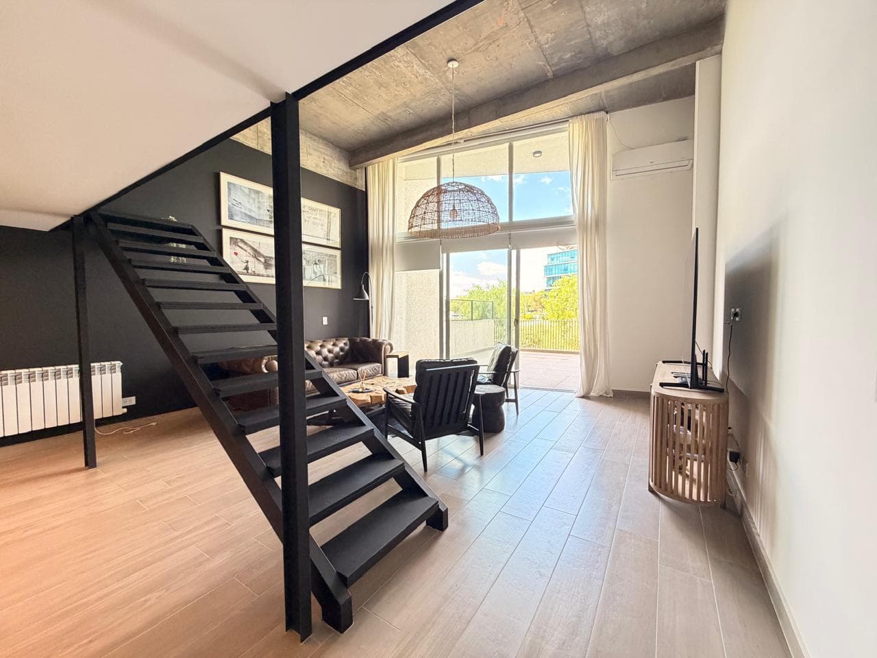 Two-room apartment with two bathrooms, a terrace, and a view of the pond