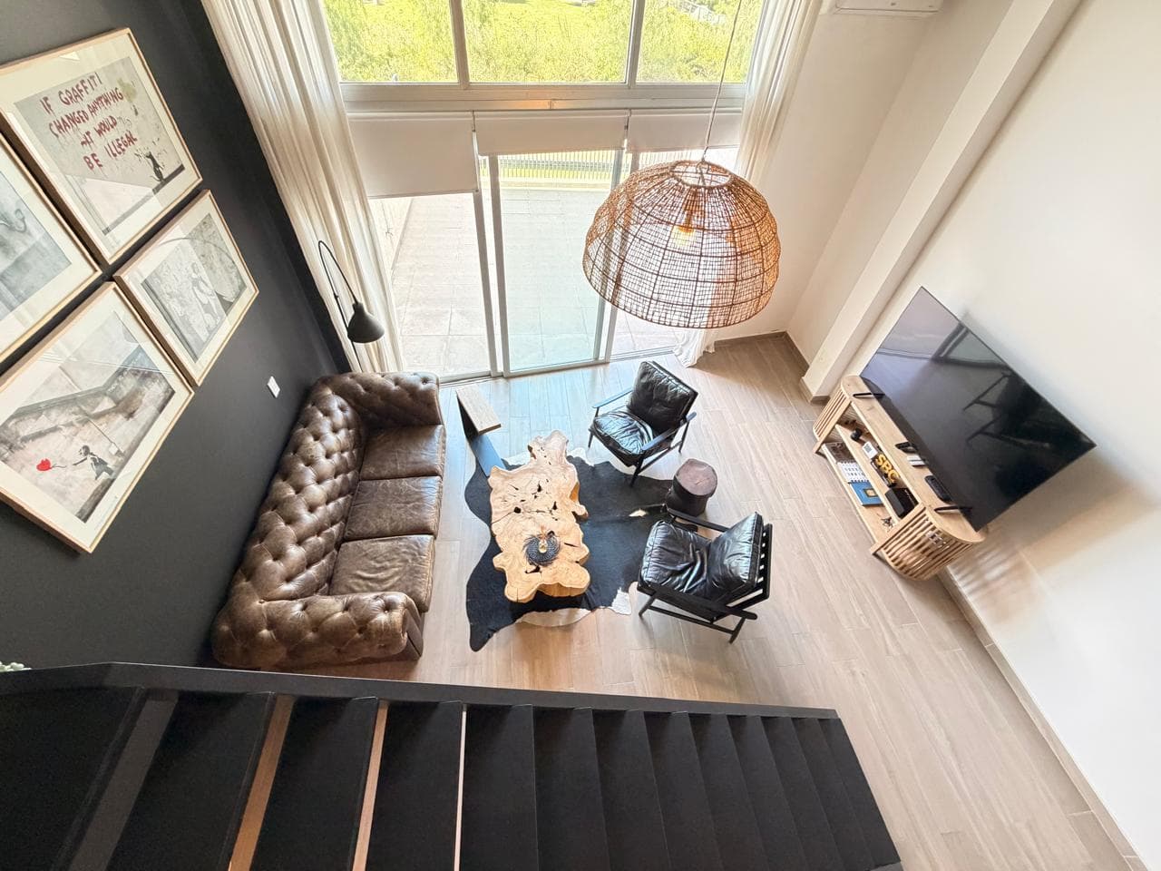 Two-room apartment with two bathrooms, a terrace, and a view of the pond