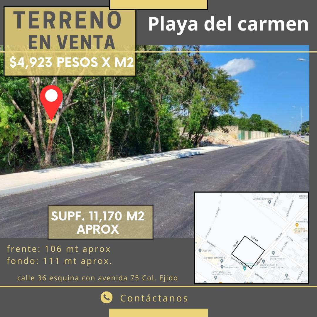 Land for sale in Playa del Carmen, ideal for real estate development.