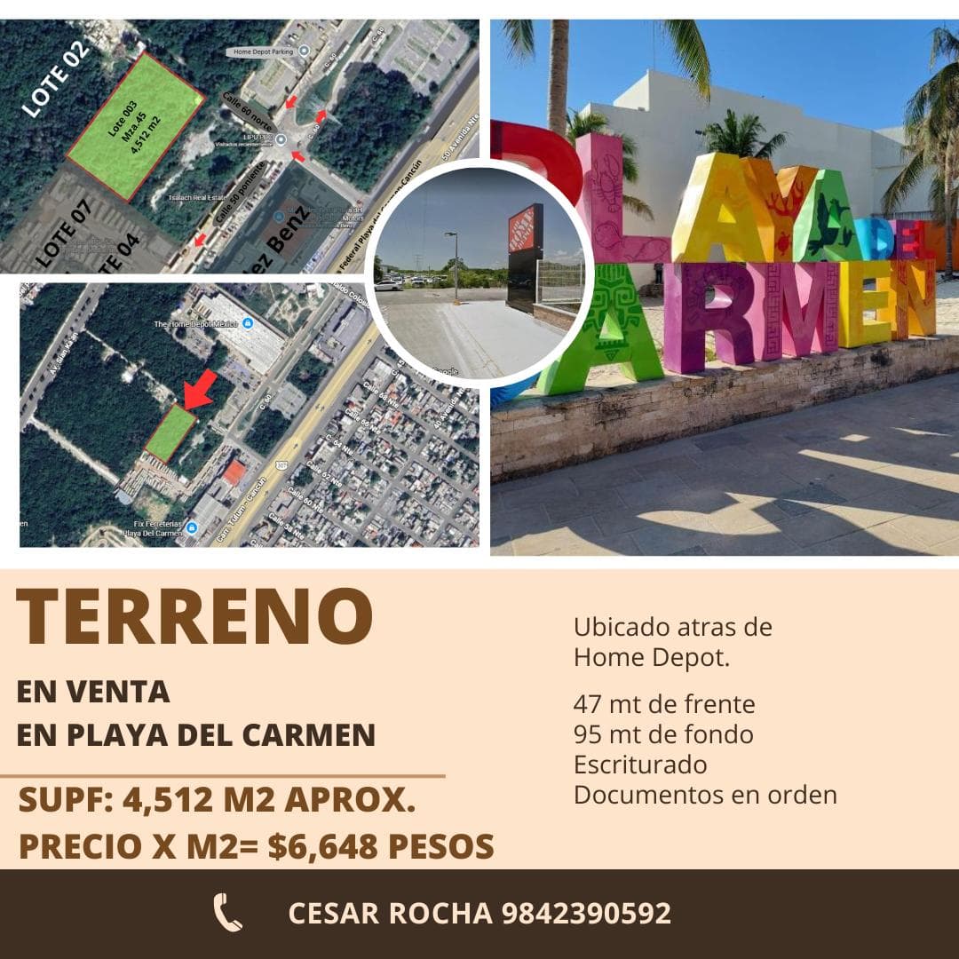 Land for sale in Playa del Carmen.