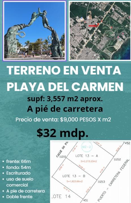 Land for sale in Playa del Carmen, right off the Playa del Carmen–Cancún federal highway.