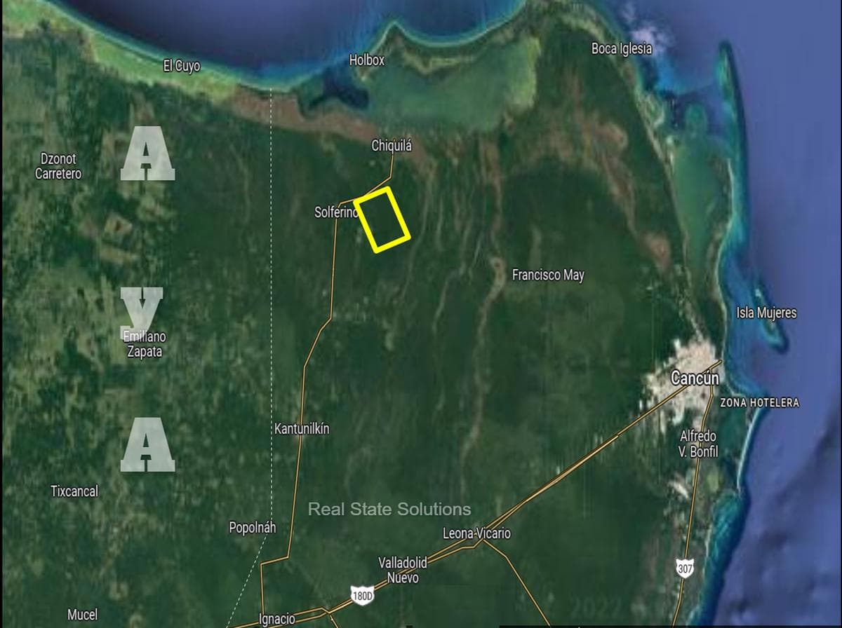 15-hectare lot for sale, 2 km from Solferino, Lázaro Cárdenas, Quintana Roo.