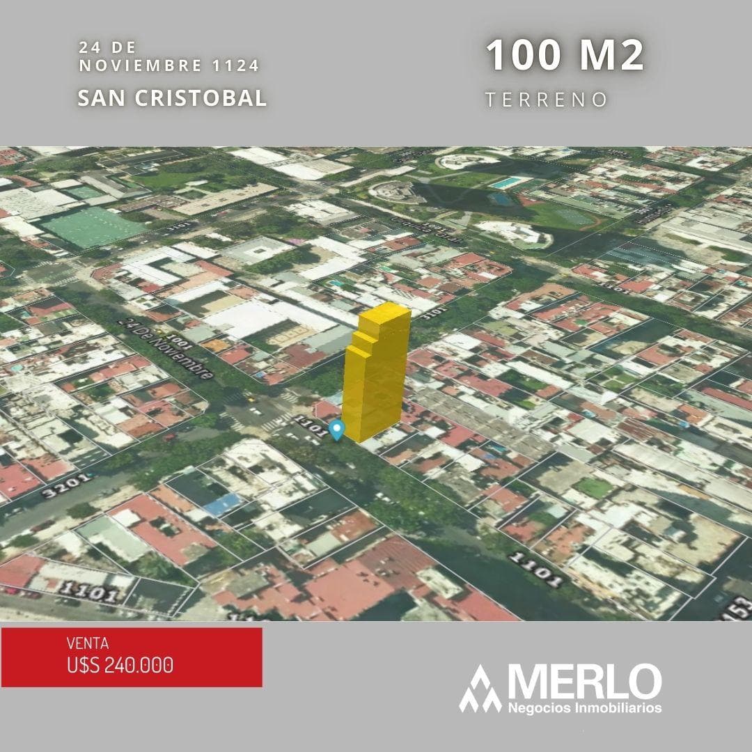 100 m² lot - 24 de Noviembre between Av. San Juan and Humberto Primo